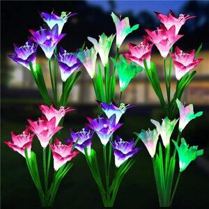 Solar Lights Outdoor Garden Decorative Flowers 6 Pack, Waterproof Solar Lights
